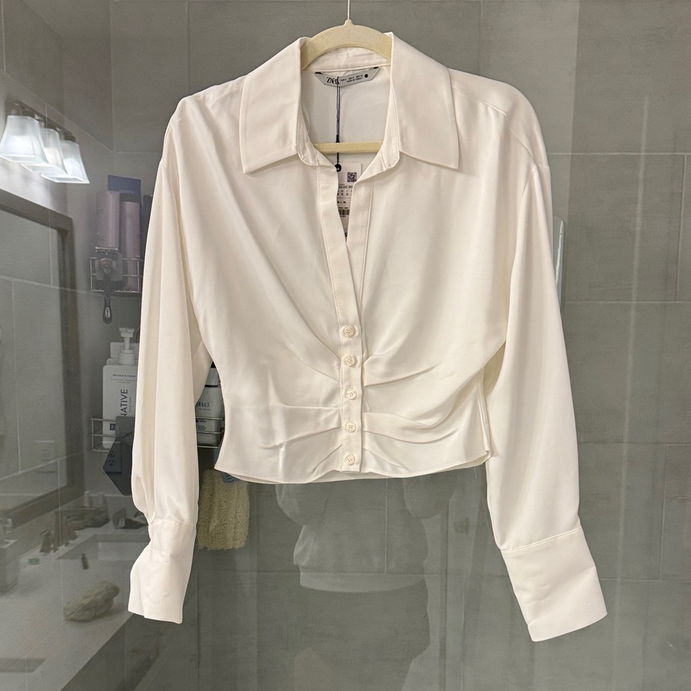 Zara Cream Button-Down Shirt